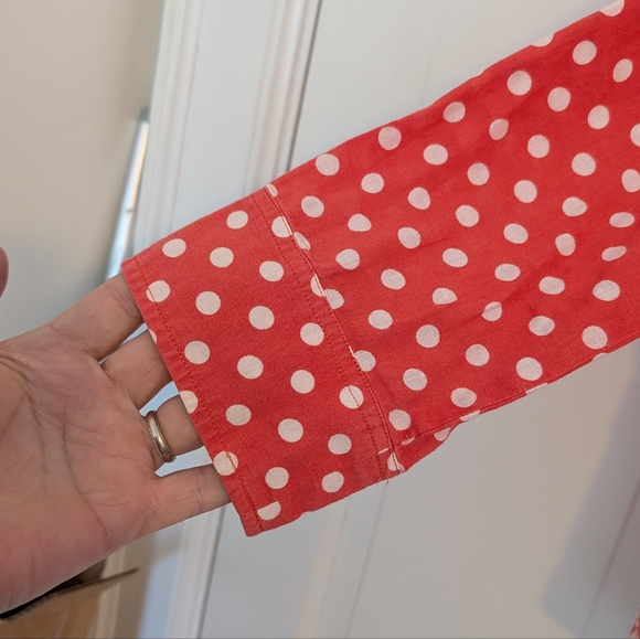 Talbot's Petites 16p Red Blouse with White Polka Dots - Picture 6 of 6
